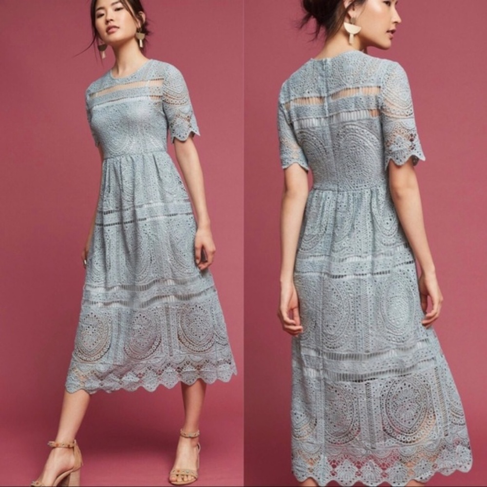 Eri + Ali Blue Crochet Lace Dress